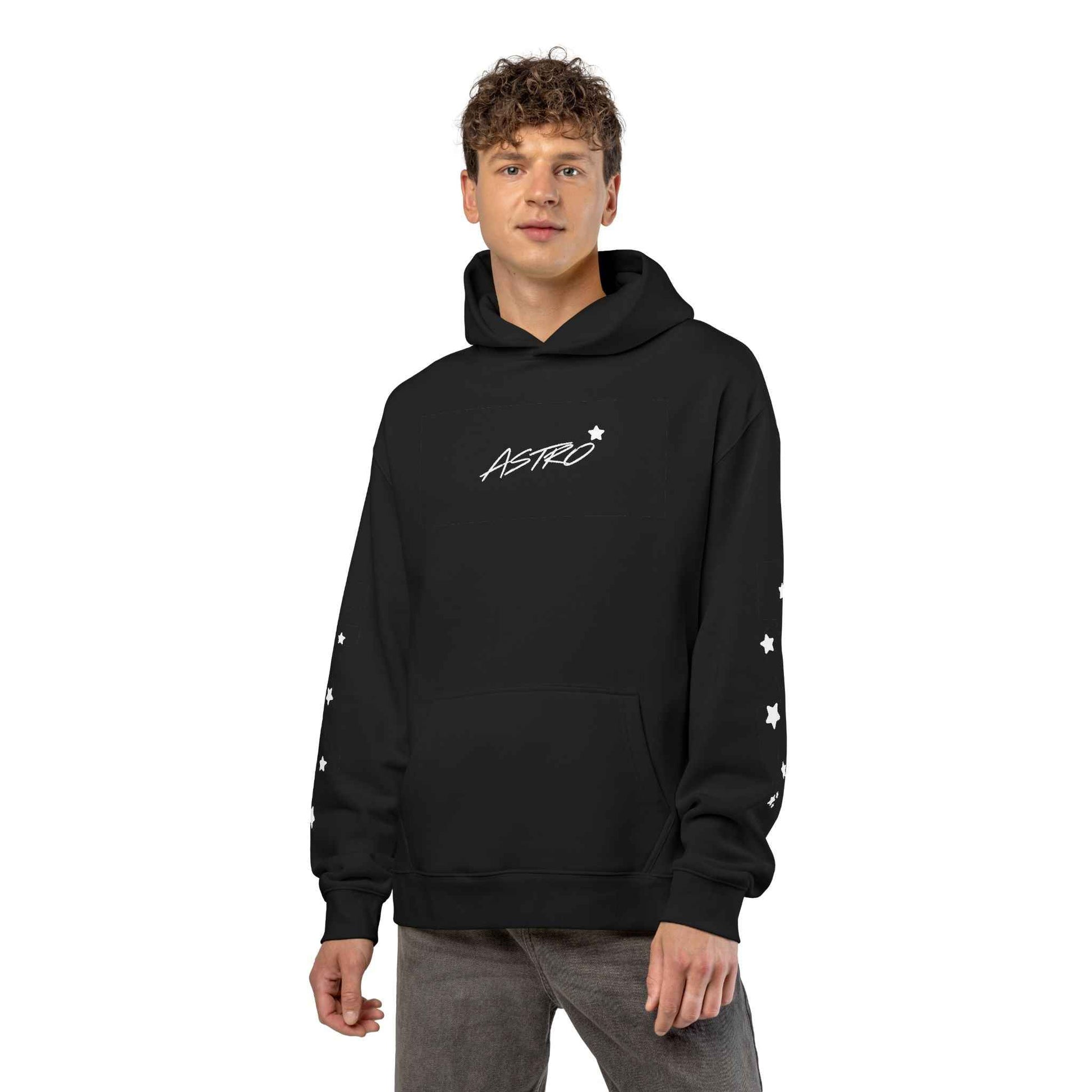 Astro Star Hoodie — Black Relaxed Graphic Hoodie with 'ASTRO' Script