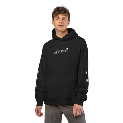 Astro Star Hoodie — Black Relaxed Graphic Hoodie with 'ASTRO' Script