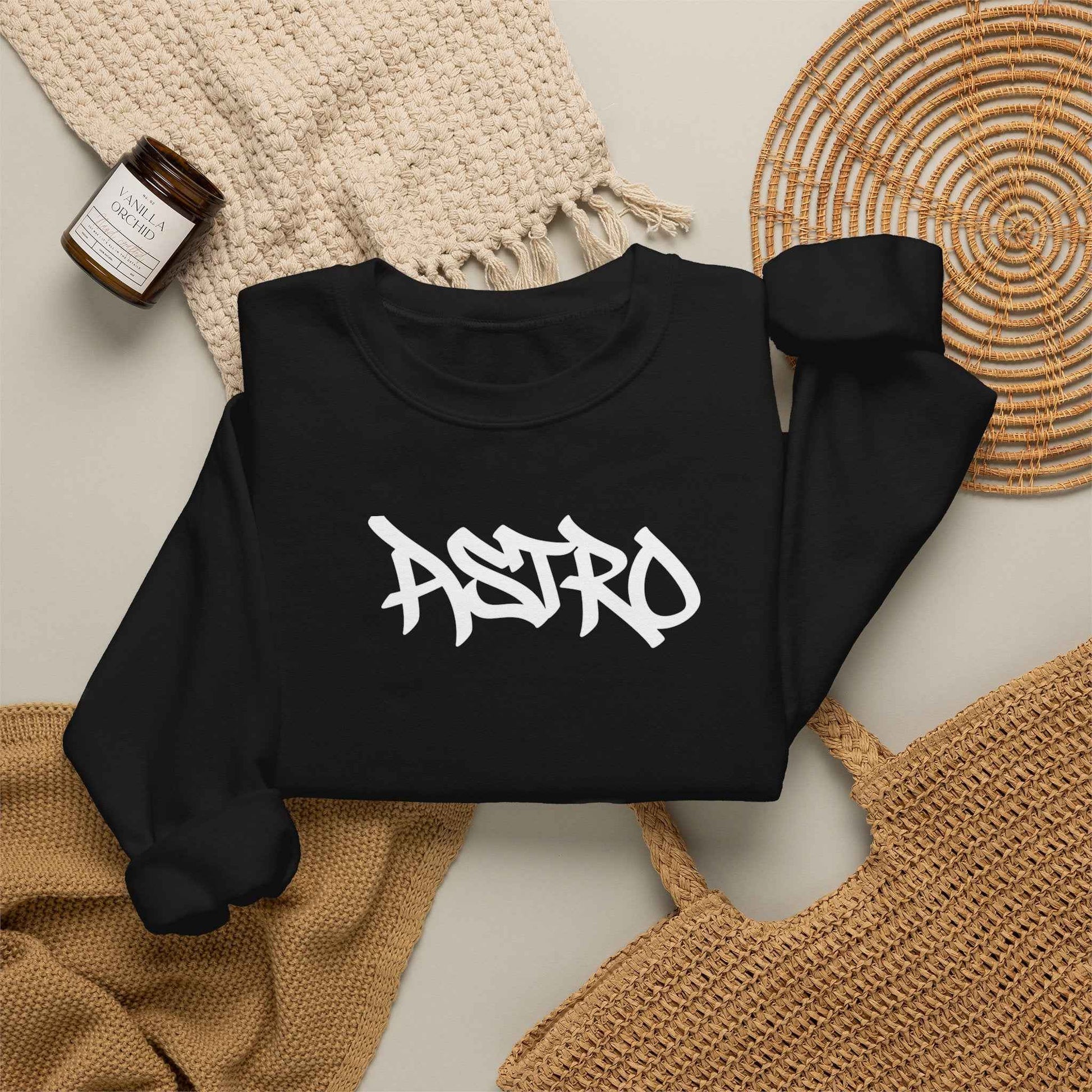 Astro Graffiti Crewneck Sweatshirt — Black Streetwear Pullover